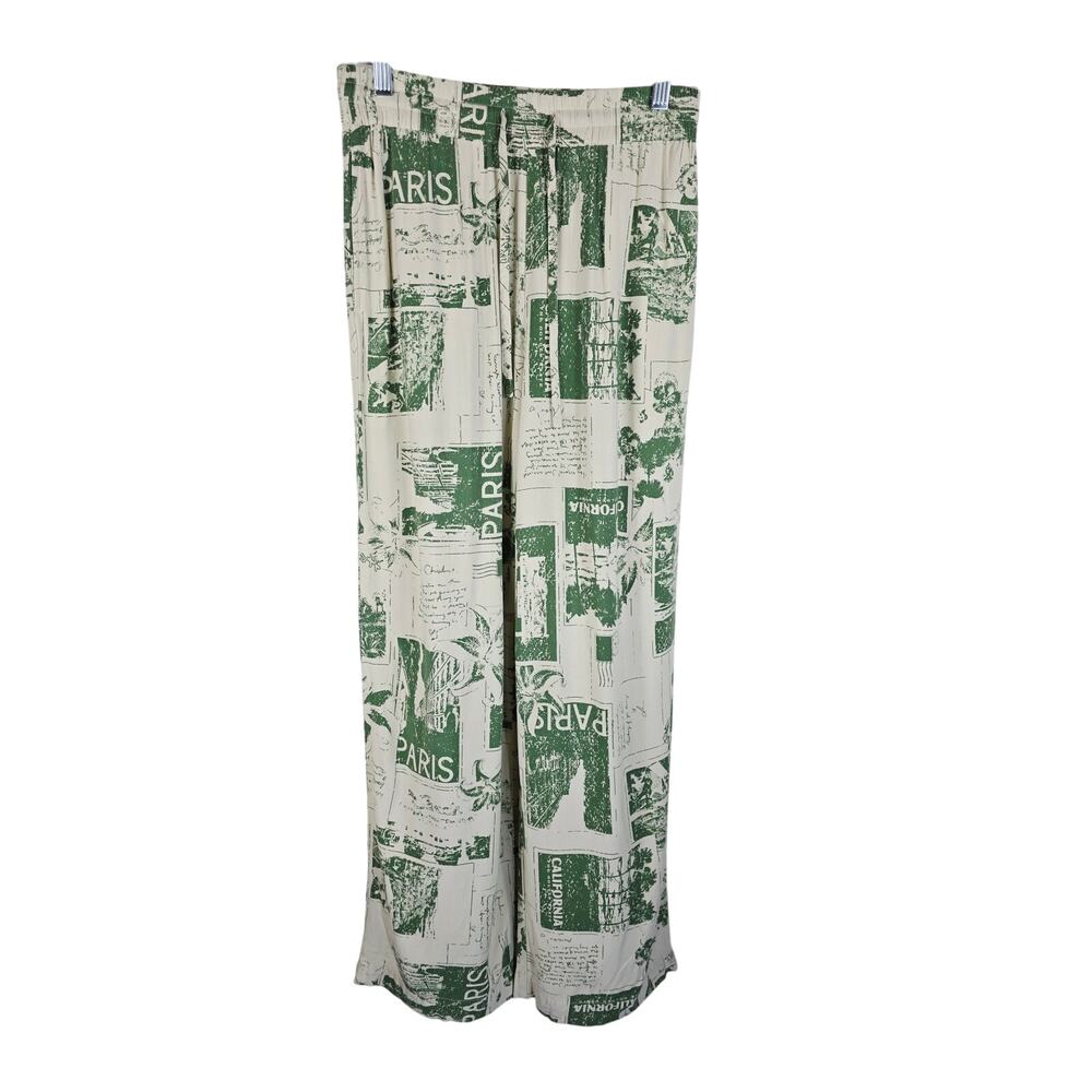 Urban Outfitters Green Cream Paris California Novelty Athleisure Womens Pants S
